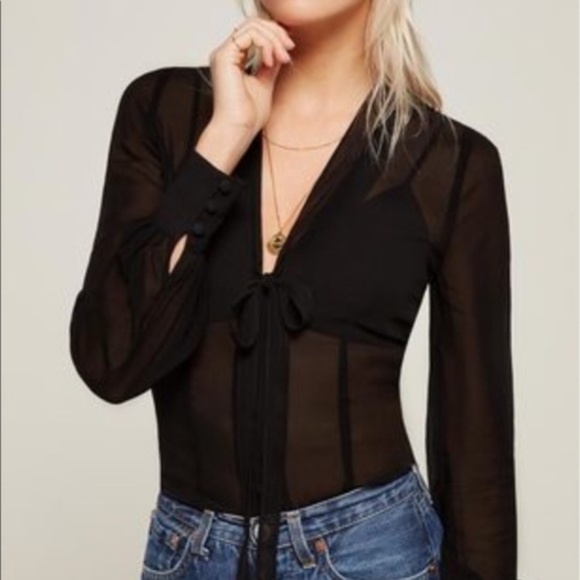 Reformation Tops - Reformation Black sheer long sleeve blouse